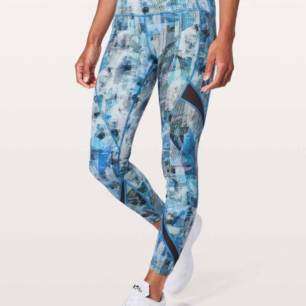 Lululemon On Pace Tight 7/8 *25" Sun Dazed Multi Blue / Super Dark size 2